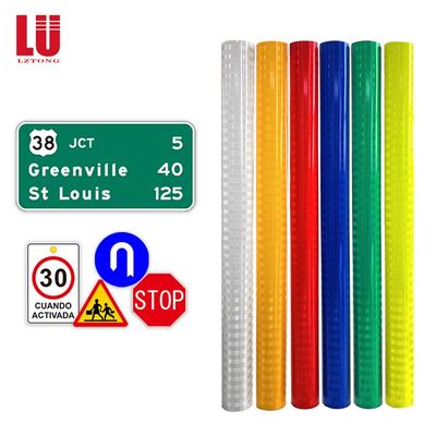 48INCHx150FT Retro Wit Gedrukt Micro Prismatische Reflecterende Folie Vinyl Radium Roll Reflecterende Film Roll voor Verkeersborden