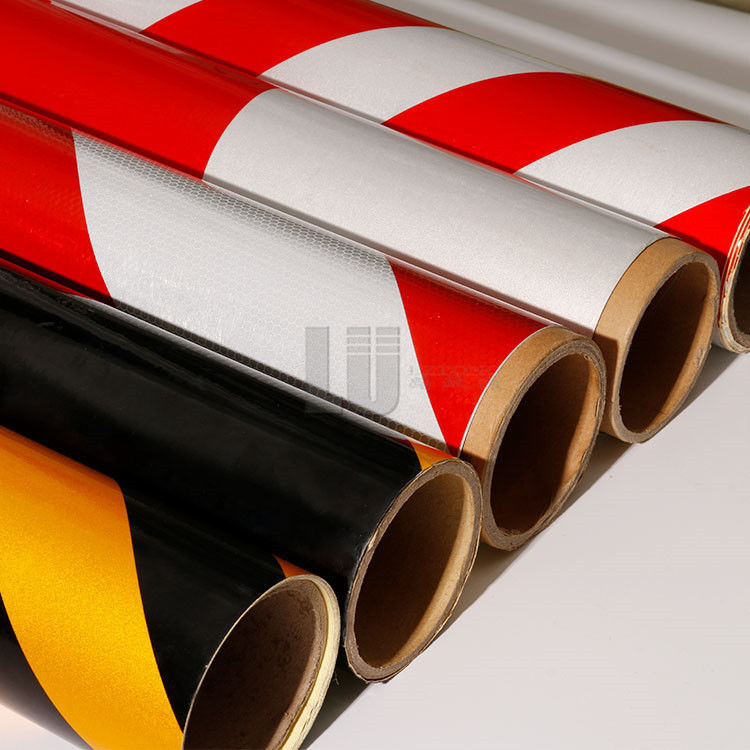 Custom PET Kleefstof Reflectieve Streep Tape Rood en Wit Waarschuwingsband Twill Streep Reflectieve Tape Voor Trucks