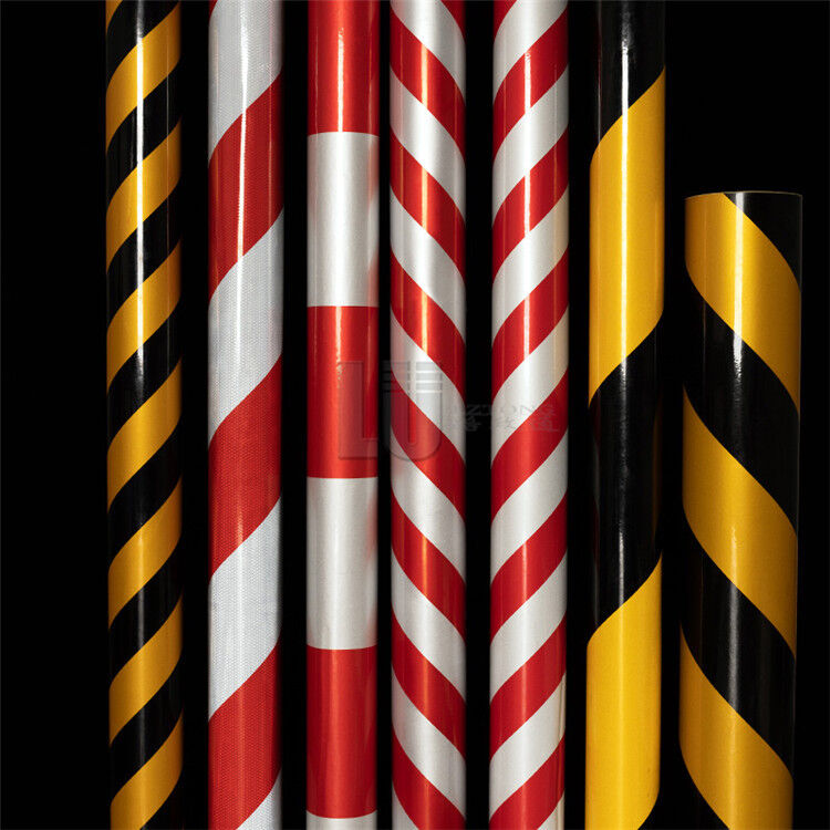 Diagonale reflecterende film Rode en witte reflecterende tape Verkeersveiligheidswaarschuwingstape Gele en zwarte reflecterende film