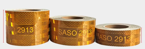 Fabriekslevering PET gemetalliseerd Hi Vis Geel Saso 2913 Reflectieve band voor auto's Trucks Reflectieve materiaal