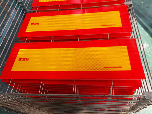 Aangepaste logo zeefdruk Chevron reflector reflecteren sticker rechthoek geel rood prismatische reflecterende tape sticker