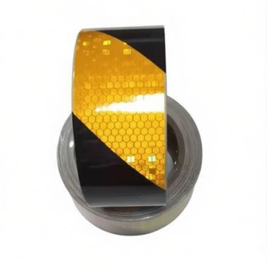 20 cm * 50 m Geel en Zwart PVC Printbaar Reflecterend Materiaal Honingraat Kristal Rooster Streep Tape voor Auto en Vrachtwagen Voertuigen